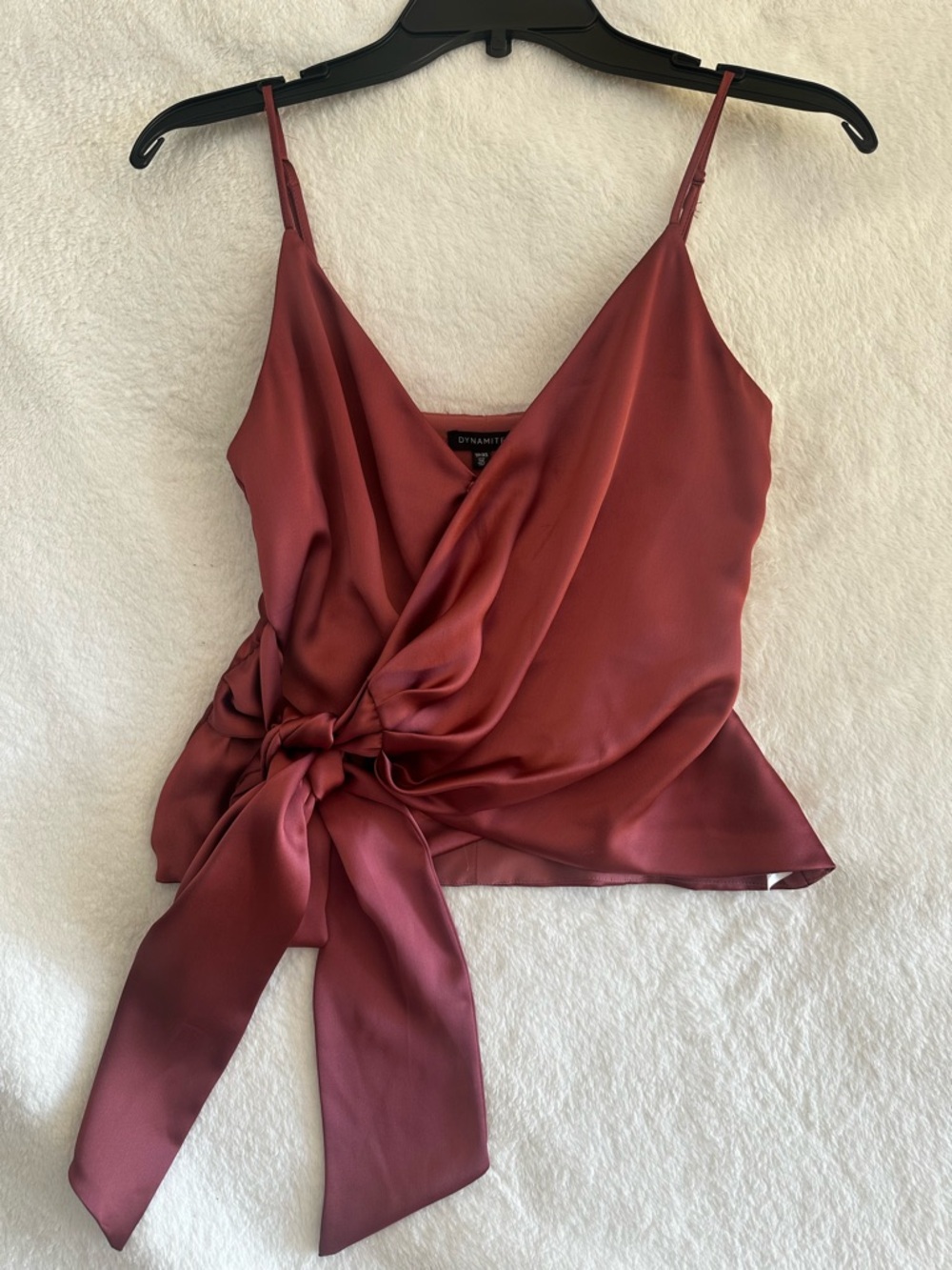 Dynamite Satin Wrap Tie Cami in‎ Wine